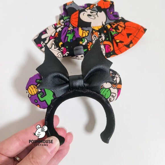 Disney Halloween Mickey Pumpkin Handmade Dress with Minnie Ears Labubu Outfit - Picture 5 of 9